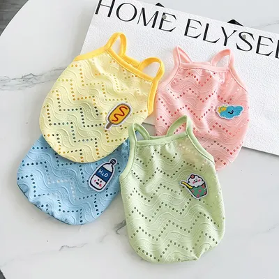 Summer thin Mesh Cute Pet Dog sling Vest Pomeranian Teddy Puppy Clothes Soft Breathable for small