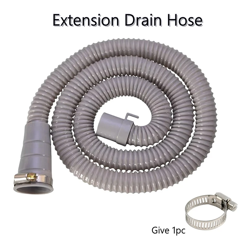 1PC Length 1~5m Drain Hose Washing Machine Dishwasher Extension Pipe Clamps EVA Plastic Stretchable Flexible Hose Accesories