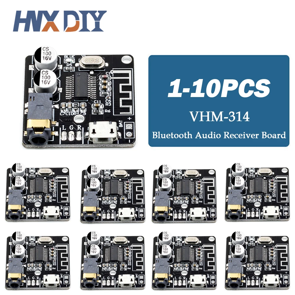 1-10 pz VHM-314 Scheda ricevitore audio Bluetooth Bluetooth 5.0 MP3 Scheda di decodifica senza perdita Modulo musicale stereo wireless 3.7-5 V