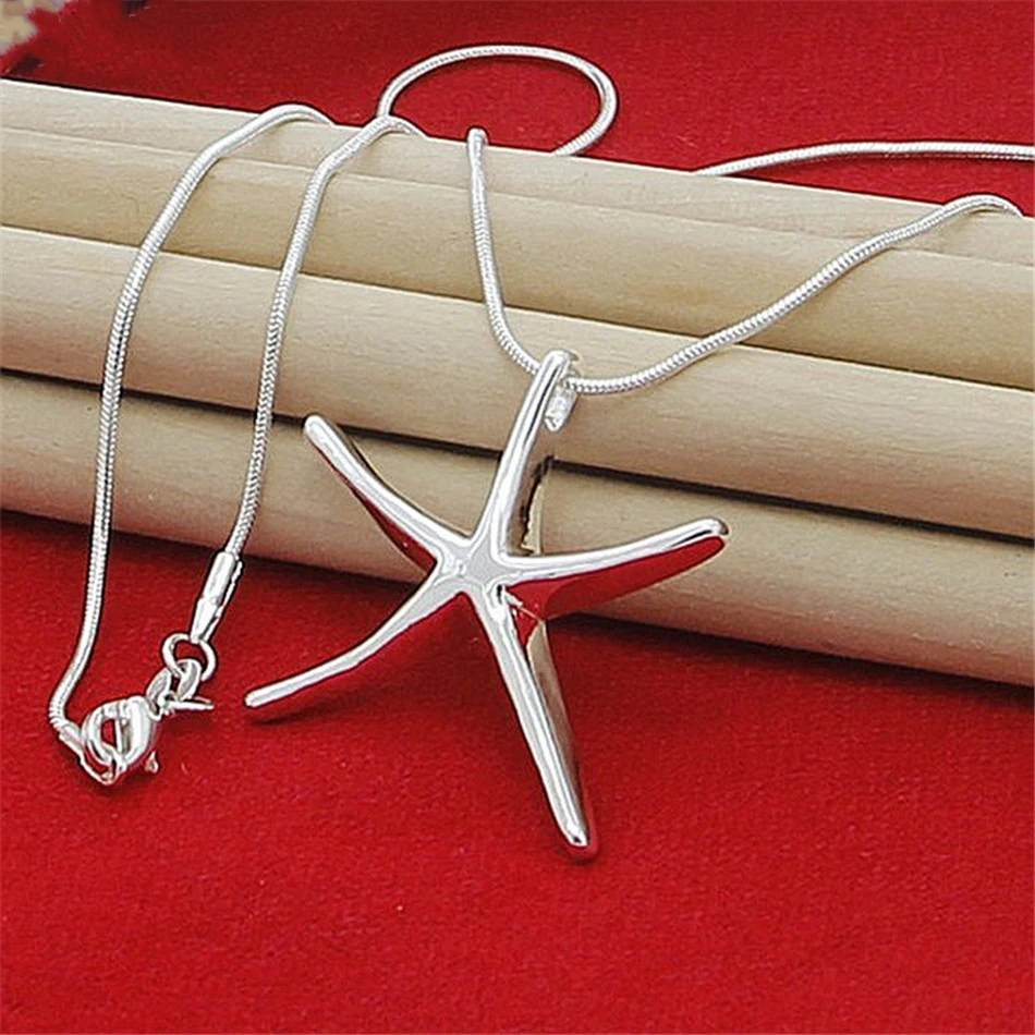 Hot 40-75 cm 925 sterling silver fine designer stella stella marina collana gioielli moda catena carina donna signora accessori da sposa