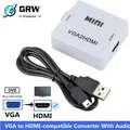 Grwibeou convertitore portatile da Mini VGA a HDMI compatibile VGA2HDMI Video Box adattatore Audio
