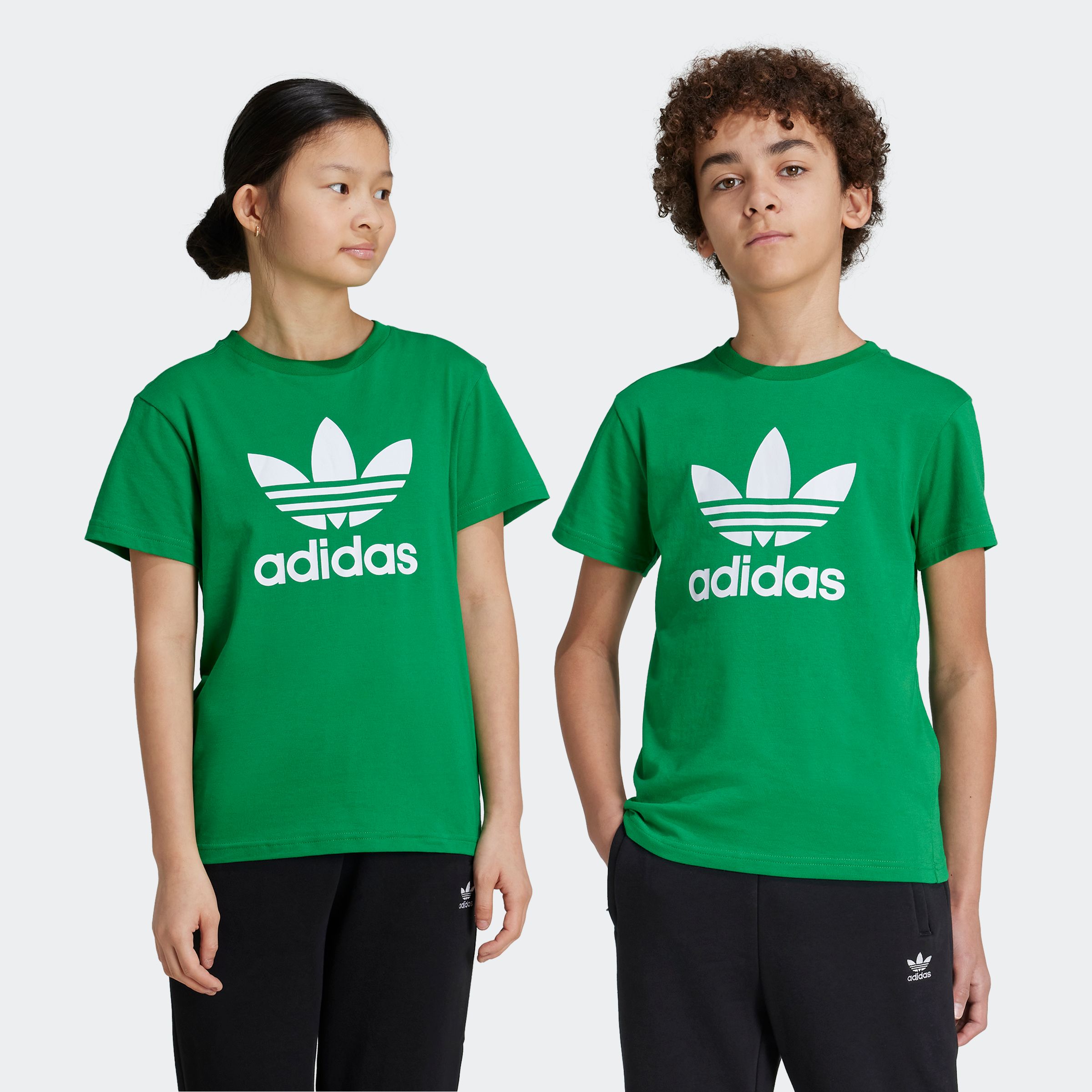 T-Shirt ADIDAS ORIGINALS "TREFOIL TEE", Kinder, Gr. 164, grün, Obermaterial: 100% Baumwolle, Rundhals, Shirts Image