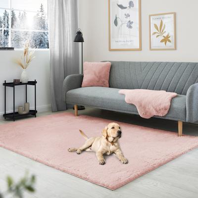 Hochflor-Teppich MY HOME "Lugano", rosa (altrosa), B:160cm H:30mm L:230cm, Polyester, Teppiche, Kunstfell, Uni Farben, sehr weich & kuschelig Image