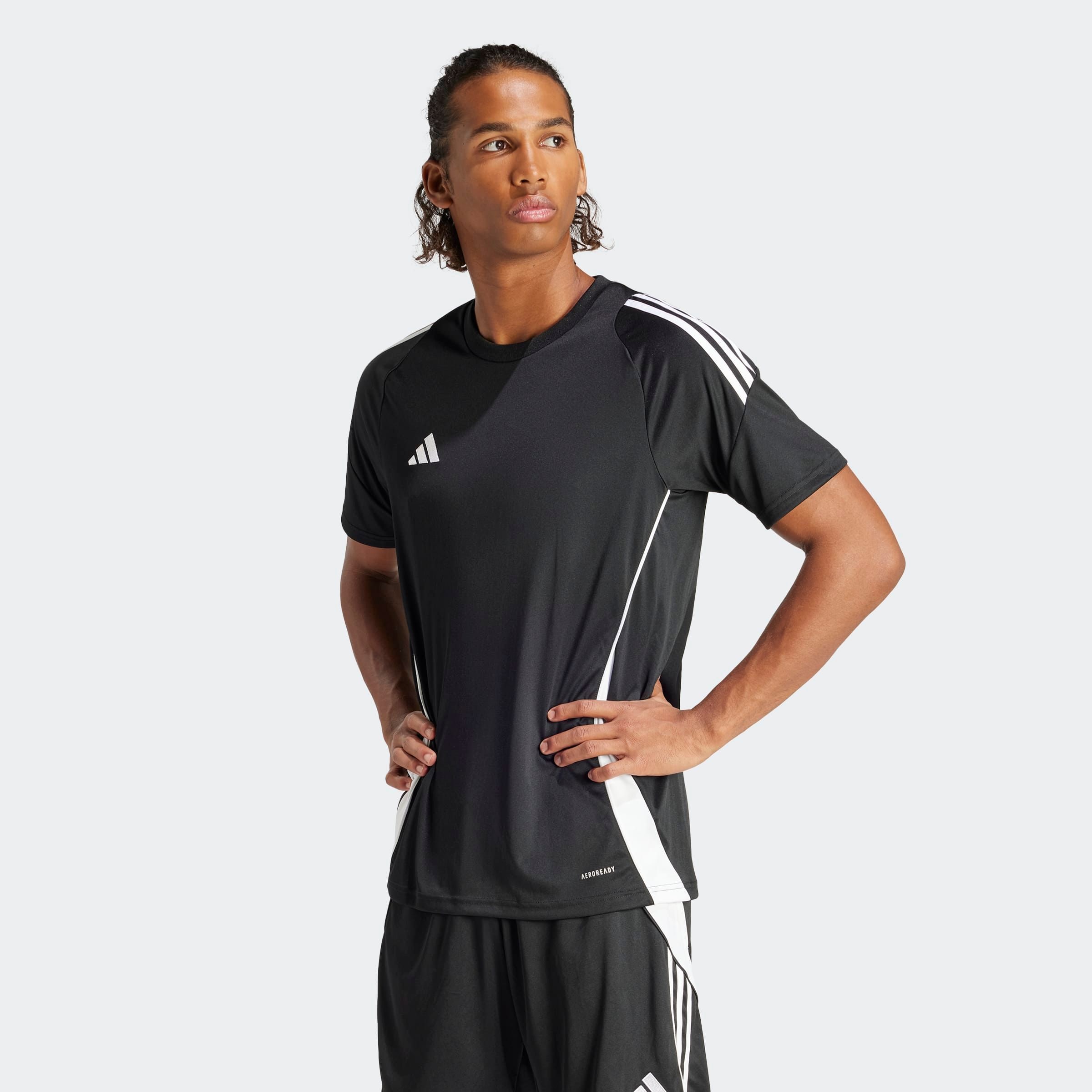 Fußballtrikot ADIDAS PERFORMANCE "TIRO24 JSY", Herren, Gr. M, schwarz-weiß (schwarz, weiß), Obermaterial: 100% Polyester, Rundhals, Trikots Fußballtrikot