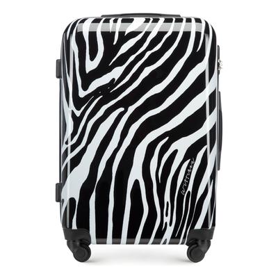 Koffer WITTCHEN "Young" Gr. 62.3 l, schwarz-weiß (schwarz und weiß) Koffer Medium Pink ABS Hardside Suitcase with Print WITTCHEN