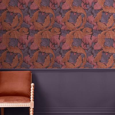 Vliestapete "Acanthus", lila, B:0,52m L:10m, Vlies, WILLIAM MORRIS AT HOME, Tapeten, Design Tapeten Image