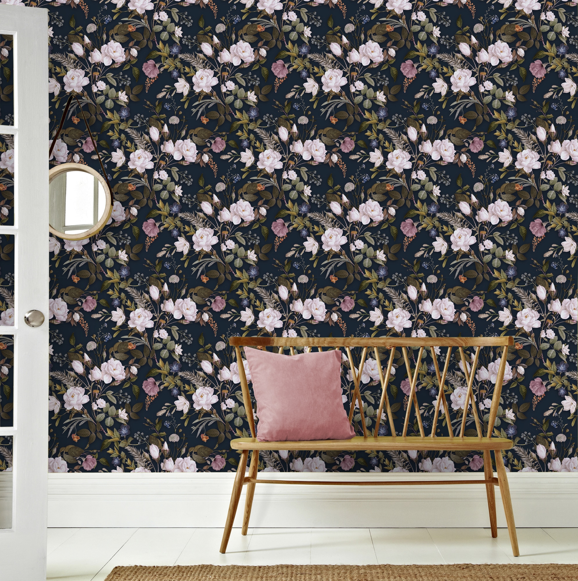 Vliestapete SUBLIME "ROSES", blau, B:0,52m L:10m, Vlies, Tapeten, Design Tapeten