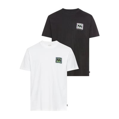 T-Shirt BILLABONG "TRIBE WAVE mit großem Rückendruck", Herren, Gr. S, grau (weiß, anthra), Single Jersey, Obermaterial: 100% Baumwolle, sportlich, Rundhals, Kurzarm, Shirts, im Doppelpack Image