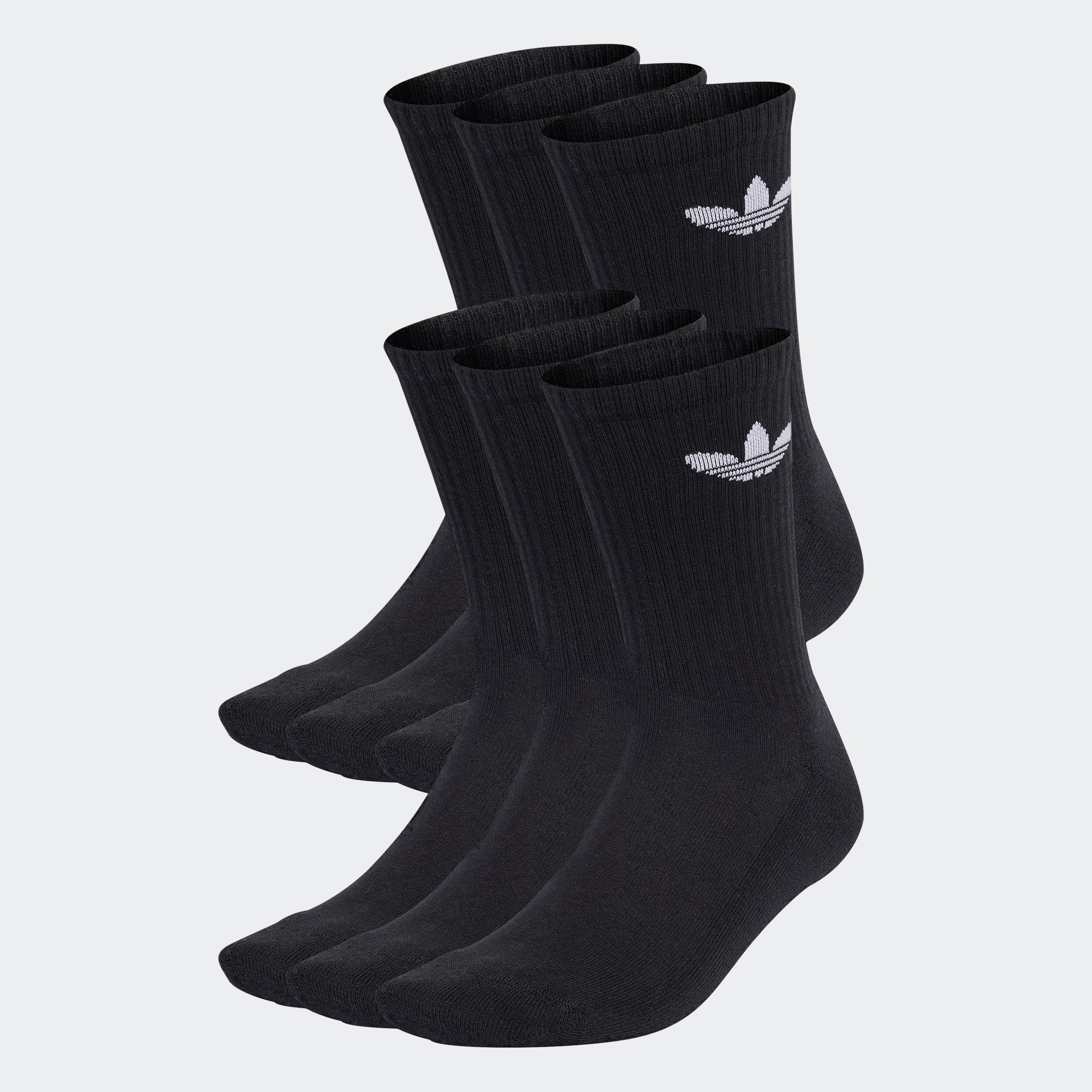 Sportsocken ADIDAS ORIGINALS "TREFOIL CUSHION CREW, 6 PAAR", Herren, Gr. M (40/42), schwarz, Obermaterial: 65% Baumwolle, 31% Polyester, 3% Elasthan, 1% sonstige Fasern, Socken Sportsocken, für Laufen, 6er-Pack, mit Trefoil Logo, wadenlang