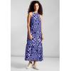 Maxikleid STREET ONE, Damen, Gr. 42, EURO-Größen, blau (violet blau), Stoff, 100% Viskose, bedruckt, casual, gerade lang, Rundhals, ohne Ärmel Bündchen, Kleider, aus Viskose