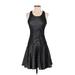 Rag & Bone Cocktail Dress - Mini Mock Sleeveless: Black Marled Dresses - Women's Size 2