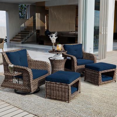 5 Pieces Outdoor Patio Furniture Set with Pet House Cool Bar