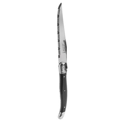 Laguiole 5392S057 9" Laguiole Black Serrated Steak Knife w/ Curved Plastic Handle, Stainless, Stainless Steel