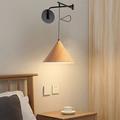applique murale d'intérieur led 3 couleurs de lumière applique murale à bras oscillant pliable applique murale de chevet moderne abat-jour en bois luminaires créatifs appliques murales d'intérieur