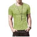 Homme T-shirt Manche Courte Col Ras du Cou Tee-shirt T-shirt musclé Chemise à manches courtes Extérieur Faire des exercices Doux Anti-transpiration Polyester Vert clair Bleu Vert foncé Gym Escalade
