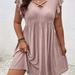 Plus Size Solid Eyelet Cut Out Dress, Casual Criss Cross Flutter Sleeve Ruched Dress For Spring & Summer, Women's Plus Size Clothing