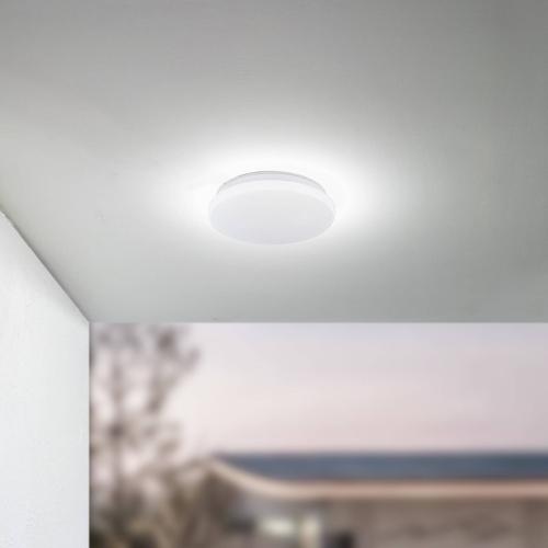 Lindby LED-Außendeckenleuchte Kirkola, 3000 K, Ø 26 cm, weiß