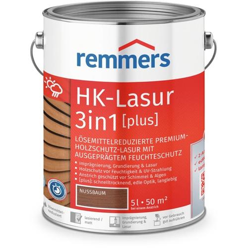 Remmers - HK-Lasur 3in1 [plus] nussbaum, matt, 5 Liter, Holzlasur, Premium Holzlasur außen, 3fach