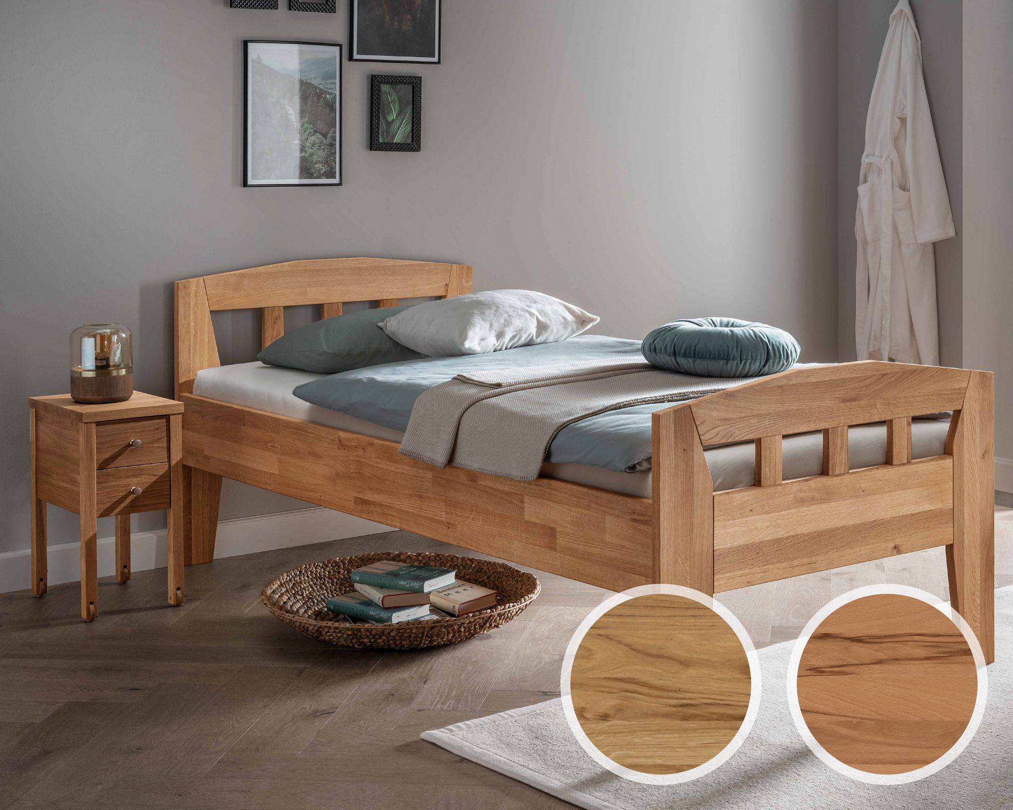 Forestales »Chicago« Massivholzbett II 90x200 cm / Wildeiche