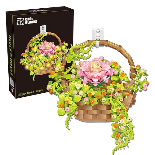 Frauentagsgeschenke Blumenstrauß Bau Set Blumenhaus Bonsai Pflanzen mit LED Licht Botanische Sammlung Wanddeko Kreatives Bau-Spielzeug Muttertagsgeschenke für Mama Weihnachtsgeschenk Image