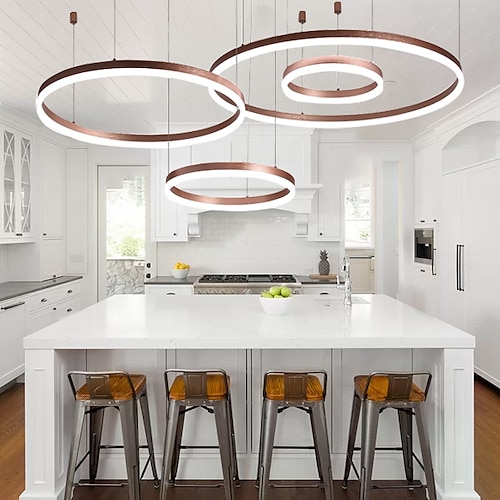 1-flammiger LED-Kronleuchter mit 60 W Kreisdesign / moderne LED-Pendelleuchten für Wohnzimmer, Café, Bar, Ladenraum, nur mit Fernbedienung dimmbar Image