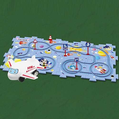 Tiktok Auto Karte Puzzle DIY Strecke Set Elektroauto Spielzeug Mini Verkehrsschild Puzzle Spielzeug Weihnachtsgeschenk Image