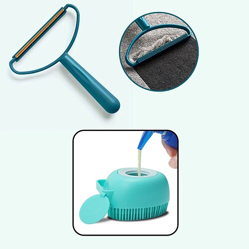 Tierhaarentferner mit Hundebadebürste Fellrasur Tierhaarschaber schwimmender Haarentferner Katzen- und Hundehaarentferner Image
