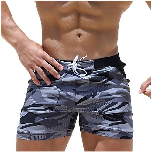 Herren Boardshorts Badeshorts Badehose Schwimmshorts Bademode Sommer-Shorts Strandshorts Kurze Hosen Patchwork Elastische Taille Tarnfarben Schnelltrocknend Kurz Täglich Fitnessstudio Baden Schick Image