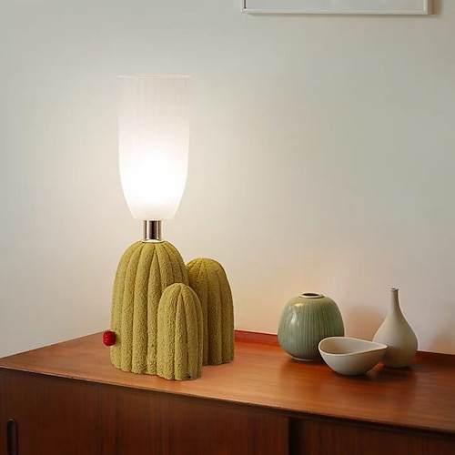 tischlampe kaktus grün weiß harz klarglas schreibtisch licht schlafzimmer nachttischlampe wohnkultur leuchten Image