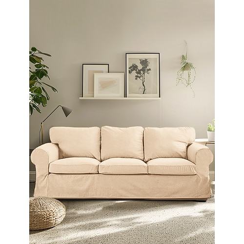 3-Sitzer Sofa-Bezug 100% Baumwoll-Ektorp Couch-Bezug mit 3 Kissenbezügen und 3 Rückenlehnenbezügen Ektorp Bezug waschbarer Möbel-Protektor Image