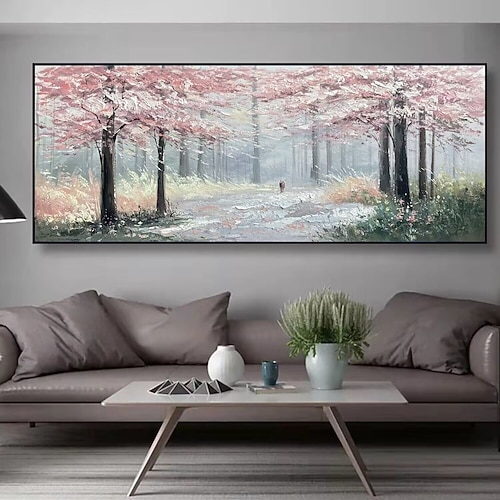 reines handgemaltes abstraktes Waldölgemälde, große Wandkunst, originale Strukturbaummalerei, minimalistische Kunst, individuelles Gemälde, moderne Wohnzimmerdekoration auf Leinwand, ungerahmt Image