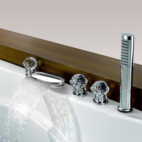 Badewannenarmaturen - Moderne Chrom Romanische Wanne Messingventil Bath Shower Mixer Taps Image