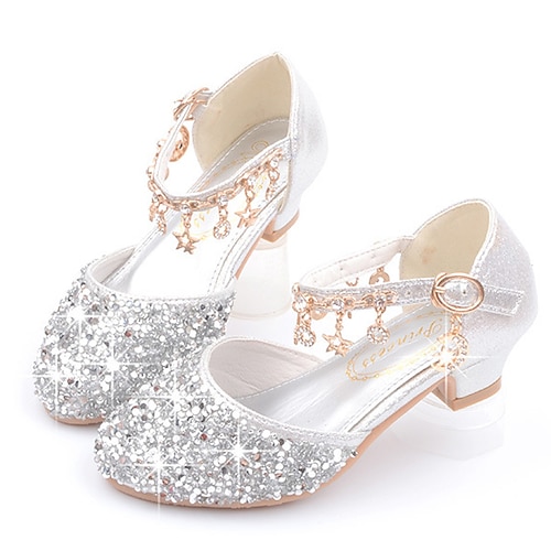 Schuhe für Mädchen, Kostüme im Stil von Prinzessin Elsa aus dem Film „Die Eiskönigin", Pailletten, silber, gold, rosafarben, Halloween, Karneval, Maskerade, Polyester, Kunststoff Image