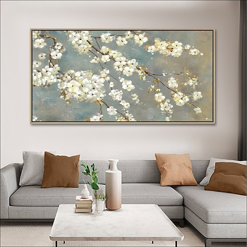 Handgefertigtes Ölgemälde auf Leinwand, Wandkunst, Dekoration, moderne abstrakte Blumen, Plumeria für Wohnkultur, gerollt, rahmenlos, ungedehnt Image