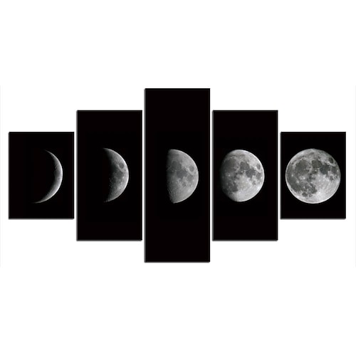 Ungerahmte 5 Panels, Weltraum, Universum, Erde, Lichtgemälde, Leinwandkunst, Gemälde, Wandkunst Image