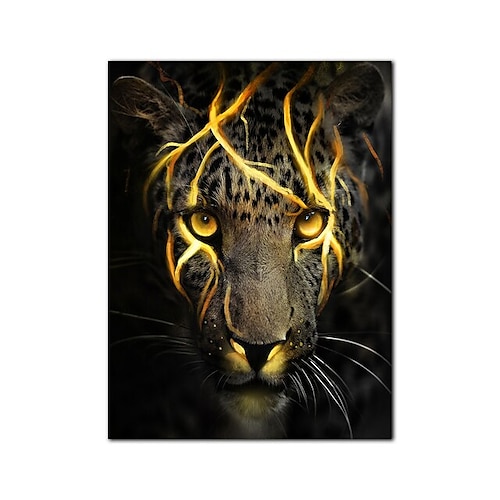 wandkunst poster schwarz und gold licht löwe auf leinwand malerei moderne tierbilder für wohnzimmer dekoration kein rahmen Image