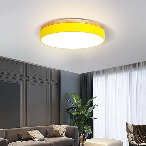 30 cm LED-Deckenleuchte nordischen Stil Grundleuchten für Unterputzmontage moderne Metallsektor lackiert Holz gelb schwarz weiß grün blau grau rosa 110-120 V 220-240 V. Image