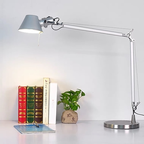 schwingarm tischlampe led silber tischlampe für desktop aluminium e27 flexibel einstellbar augenpflege studie büro tischlampe Image
