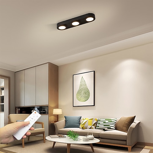 dimmbare Deckenleuchten 24,5 cm 3-Licht-LED-Deckeneinbau-Lichtleiste 500 lm 5 W einfache Lampe für Schlafzimmer, Flur, Küche, Galerie, niedrige Decken, Bereiche, schwarz, weiß Image