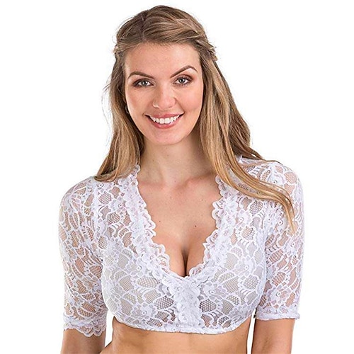 Internationales Bierfest Oktoberfest Dirndlbluse Oktoberfest / Bier Bayerisch Wiesn Traditioneller Stil Wiesn Damen Stoff im traditionellen Stil Oberteil Image