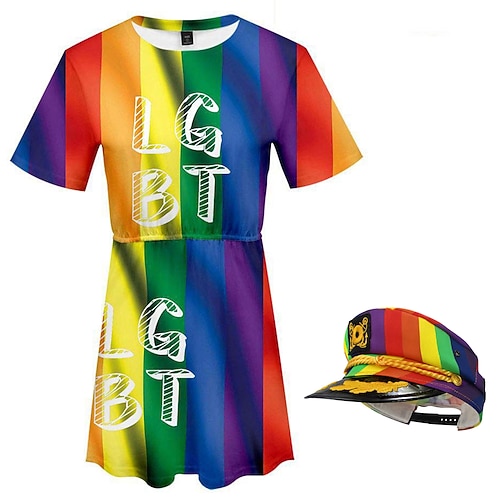 Kleid Hut Regenbogen 3D Party Grafik für Damen Erwachsene 3D-Druck für Karneval Maskerade Party Pride Parade Pride-Monat Image