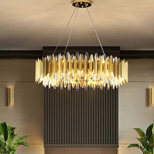60/80 cm Kristall Kronleuchter Pendelleuchte Gold Luxus moderne Insel Design Edelstahl galvanisiert 110-120 V 220-240 V. Image