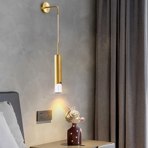 Lightinthebox LED-Wandleuchte, Nachttischleuchte, modernes Schwarzgold, Wohnzimmer, Schlafzimmer, Büro, Eisen-Wandleuchte, 220–240 V, 12 W Image