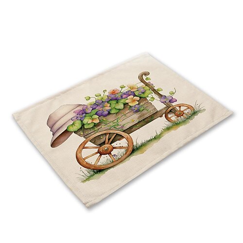 Sonnenblumen-Tischsets, hitzebeständig, Bauernhaus-Tisch-Tischset, schmutzabweisendes Tischset, Tischset für Hochzeit, Küche, Esstisch, Dekoration für drinnen und draußen