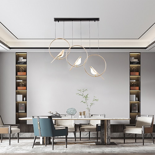 91 cm dimmbare Pendelleuchte LED Vogel Design Kronleuchter Metall Moderner nordischer Stil Wohnzimmer Esszimmer 110-120 V 220-240 V Image