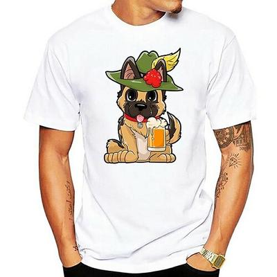 Oktoberfest Bier Handwerk Deutscher Schäferhund Cosplay Kostüm T-Shirt-Ärmel Anime Klassisch Streetstyle Für Paar Herren Damen Erwachsene Oktoberfestbier Heißprägen Image