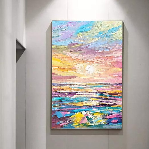 Handgefertigtes handgemaltes Ölgemälde Wand moderne abstrakte Sonne Landschaft Meer Malerei Leinwand Malerei Heimdekoration Dekor gerollte Leinwand kein Rahmen ungedehnt Image