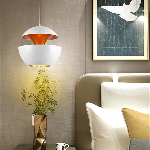 LED-Pendelleuchte, Deckenleuchte, 25 cm, 35 cm, rund, schlichtes Design, Schwarz, Gold, Weißgold, E27/E26, LED-Lampe, Restaurant-Deckenleuchte, Arbeitszimmer, Bar, Schlafzimmer, Lampe, AC220V, AC110V Image