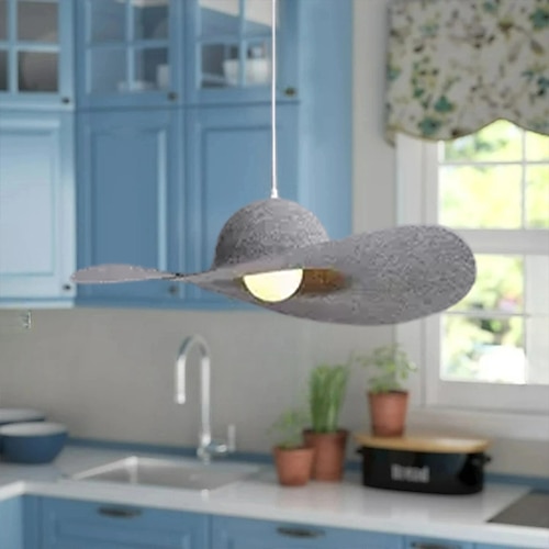 LED-Pendelleuchte, Hutdesign, Stoff, Metall, künstlerischer Stil, moderner Stil, Büro, Geschäfte, stilvoll, lackierte Oberflächen, künstlerische LED, 110–240 V Image