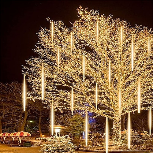 Lichter Außen Meteorregen Lichter fallende Regenlichter 80cm 8 Röhren 576 LED Schneefall Eiszapfen Licht für Baum Halloween Dekoration Hochzeitsfeier Image